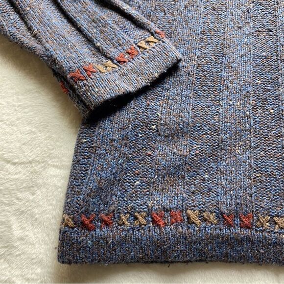 Woolrich 1/4 Zip Wool Blend Indigo Heather Pullover Sweater Size Large - Picture 7 of 11